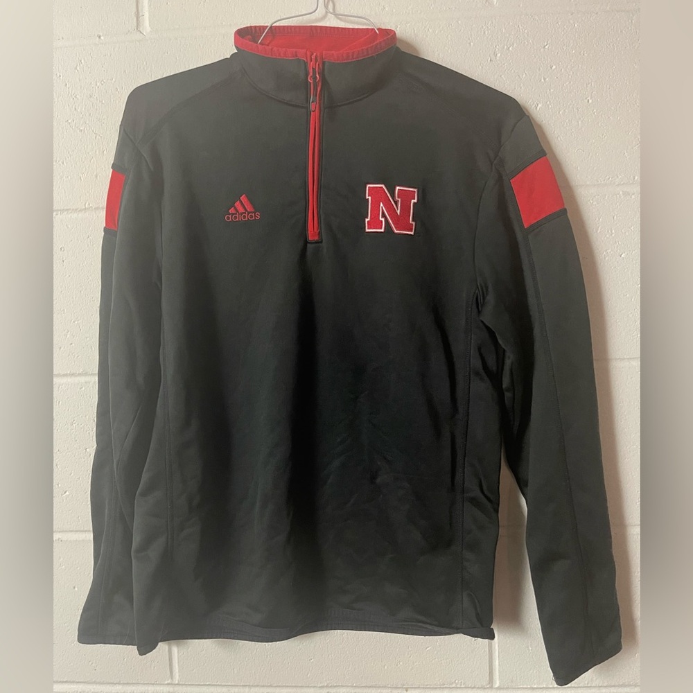 Adidas Nebraska Cornhuskers Quarter Zip Pullover Black Red Men’s Small